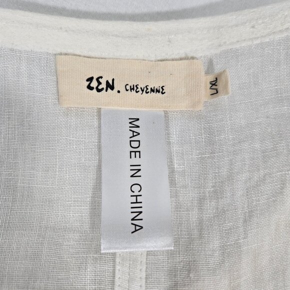 CHEYENNE Zen Lagenlook IVORY Mixed Media Linen-Cotton Blouse OVERSIZED Size L/XL - Picture 13 of 17